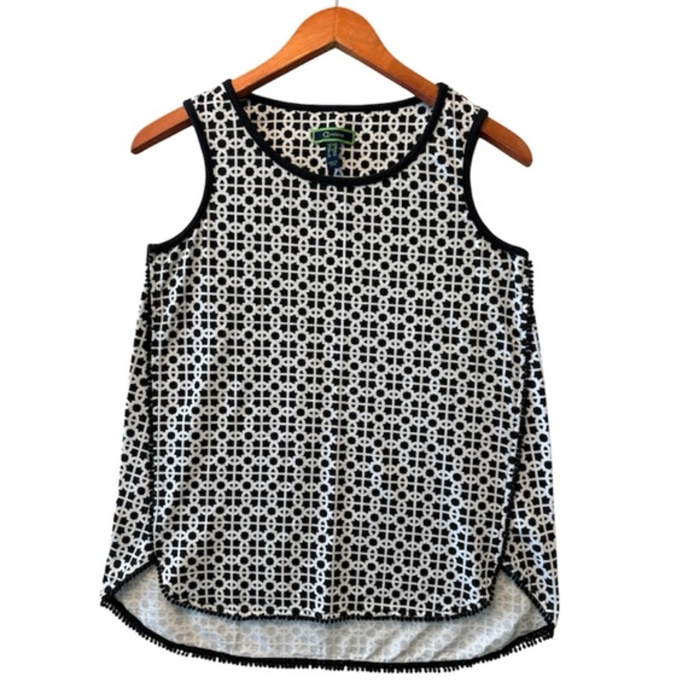 C. Wonder Sleeveless Geometric Print Women's Top Black White XXS